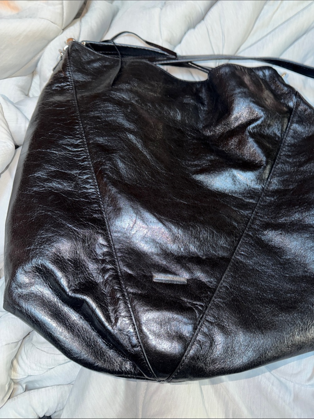 Rebecca Minkoff Moto Hobo Black LeatherZip-Accent Shoulder Bag Vintage - Picture 7 of 13